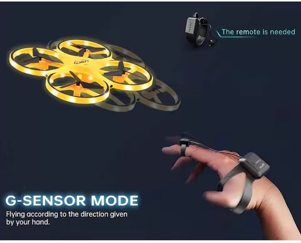 Smart Gesture Control UFO Drone – Mini Quad with Watch Remote
