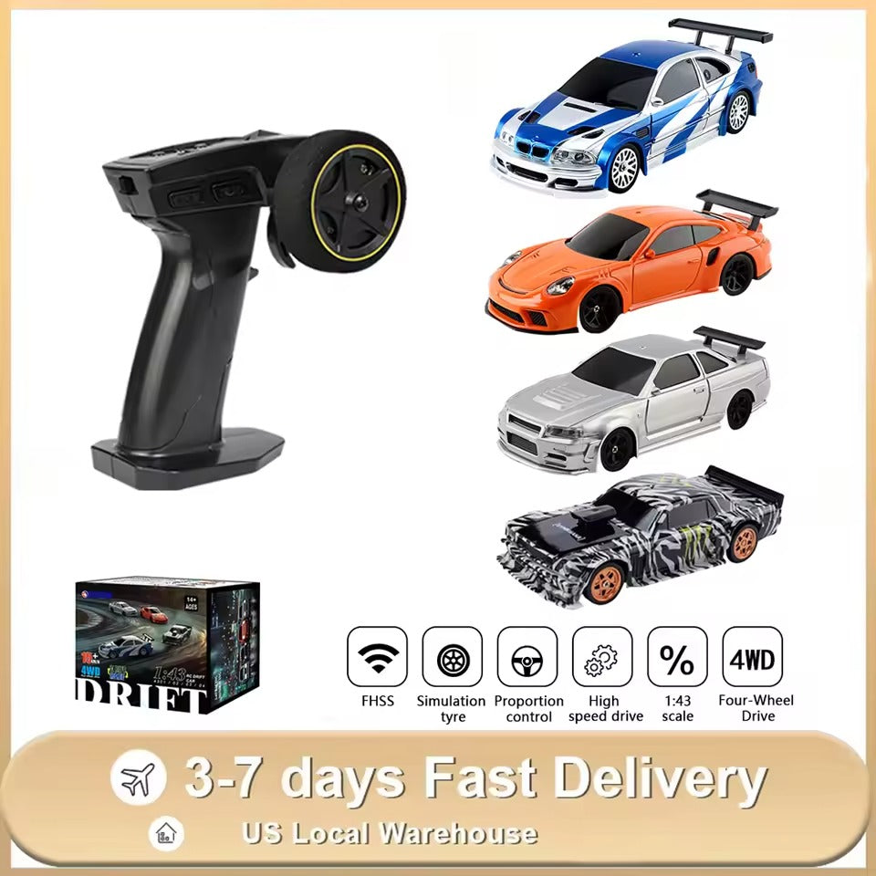 Mini RC Drift Racer – 4WD High-Speed Remote Control Car (1/43 Scale)