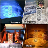 Crystal LED Table Lamp – 16 Color Rose Light Projector
