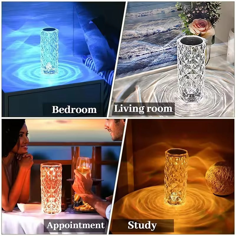 Crystal LED Table Lamp – 16 Color Rose Light Projector