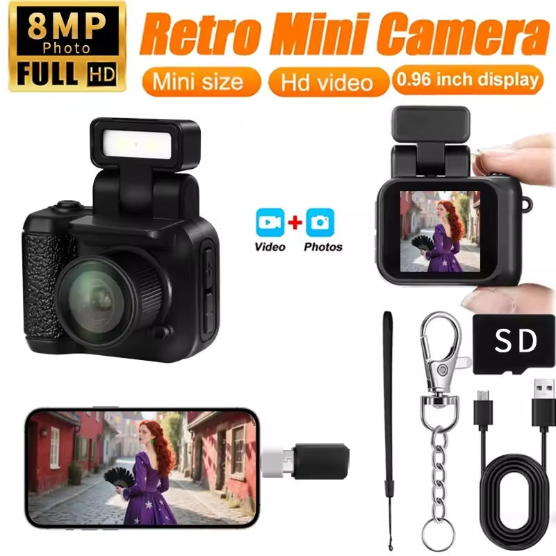 Retro Mini Keychain Camera – HD 1080P Pocket Camera with Screen