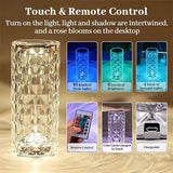 Crystal LED Table Lamp – 16 Color Rose Light Projector